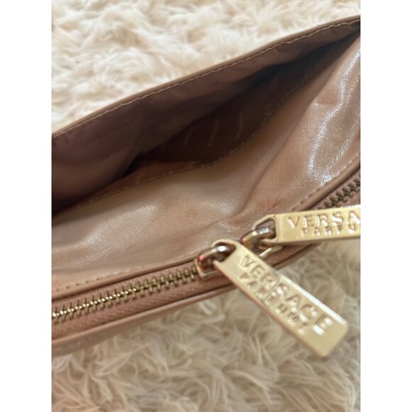 Versace Parfums Gold-Tone Cosmetic Bag With Zippered Closure & Front Pocket Reac - Picture 8 of 12